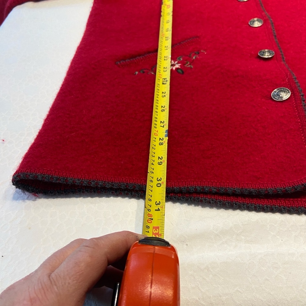 Red Embroidered Button-Up Cardigan - Picture 8 of 12